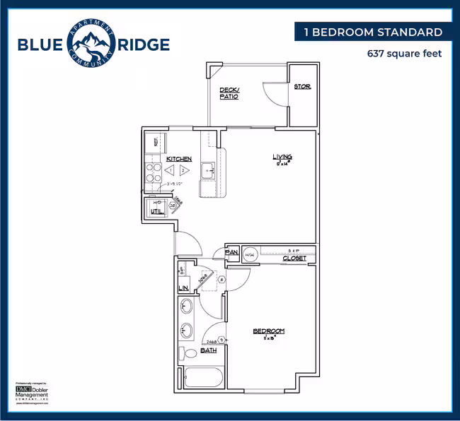 1 Bedroom Standard 1919-303 floor plan